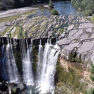 The Amazing waterfall (Saltos del Laja) at Valdivia Province in Chile (Drone)