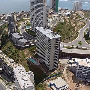 Aerial view of Skyscrapers at Concon Province in Chile