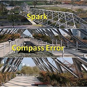 DJI Spark Compass error test fly at a Stainless Steel bridge